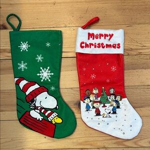 Peanuts Festive Stocking Pair - Green and Red